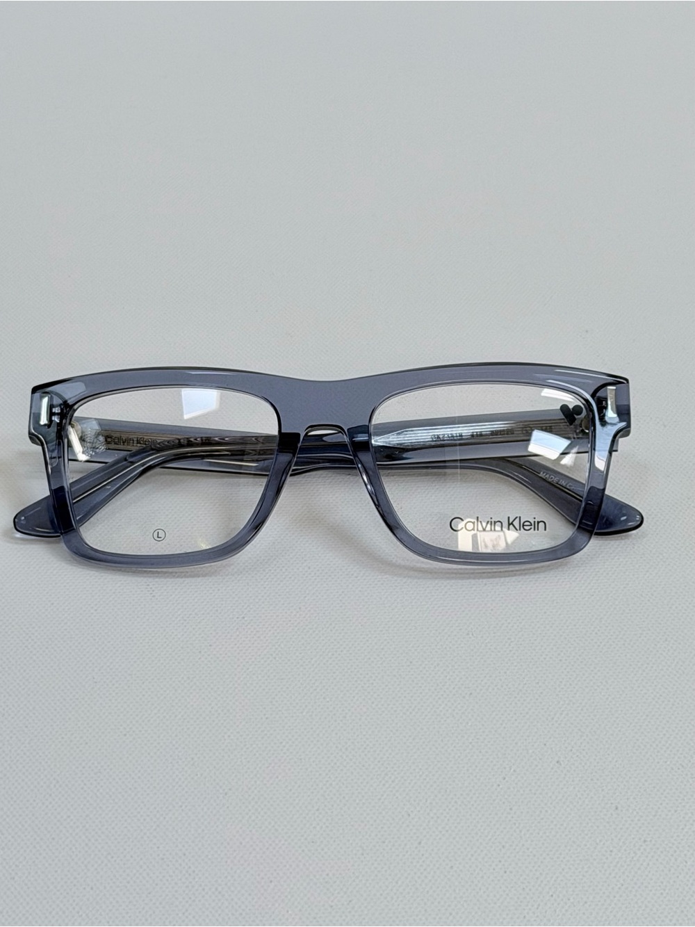 Calvin Klein Men's Rectangular Transparent Gray Sunglasses